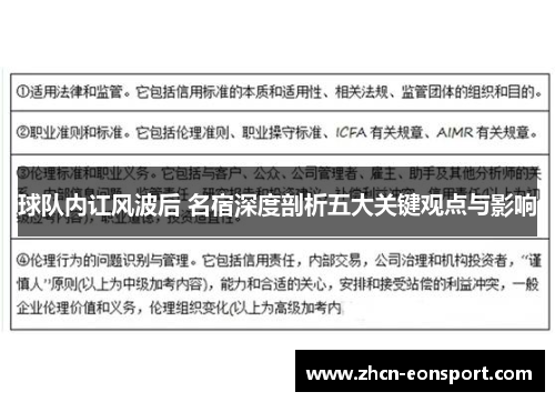 球队内讧风波后 名宿深度剖析五大关键观点与影响